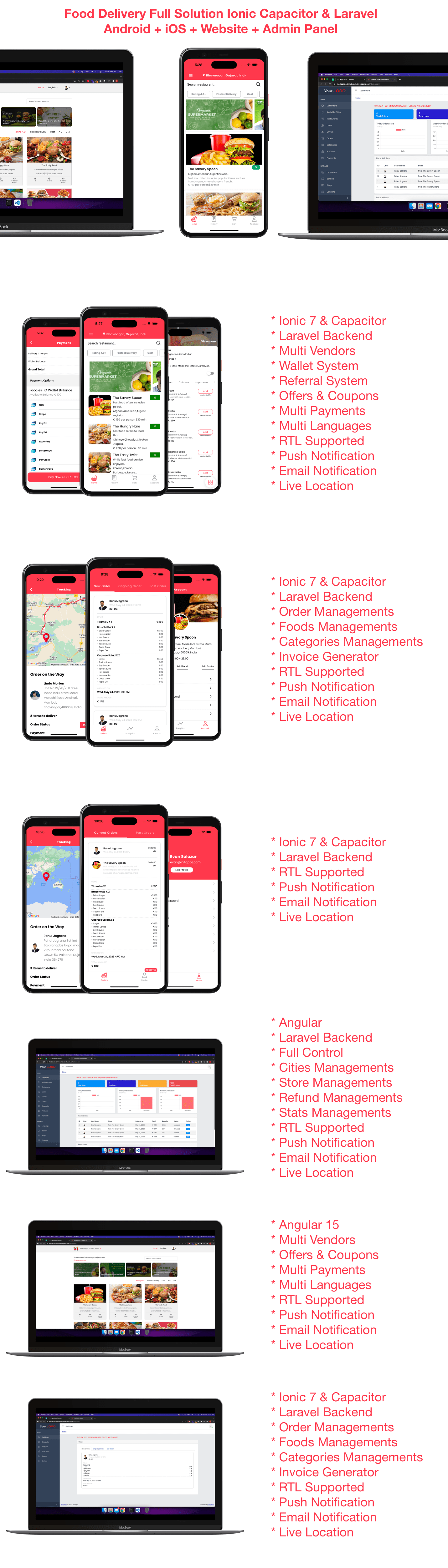 Food Delivery Multi Restaurant Ionic 7 + Laravel (Android + iOS + Website + Admin) - 2